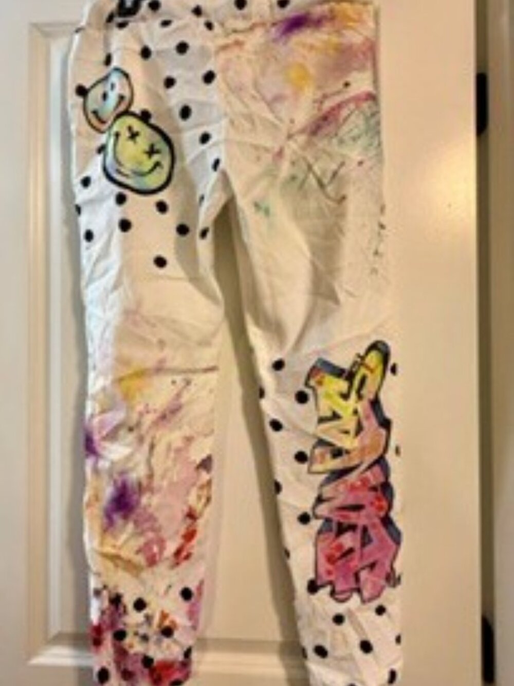 white graffiti-print joggers